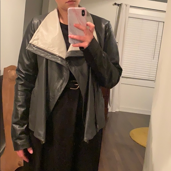 Vince Color Block Leather Jacket - Picture 4 of 4